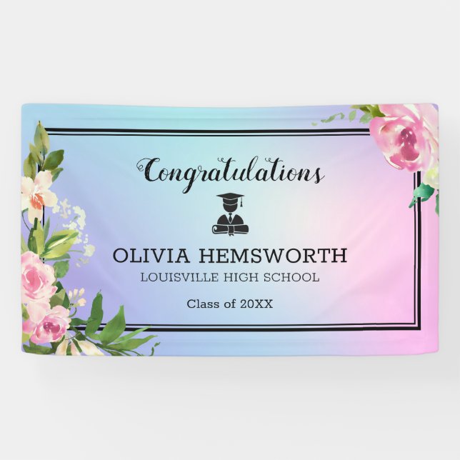 Rose Wreath Graduate Banner (Horizontal)