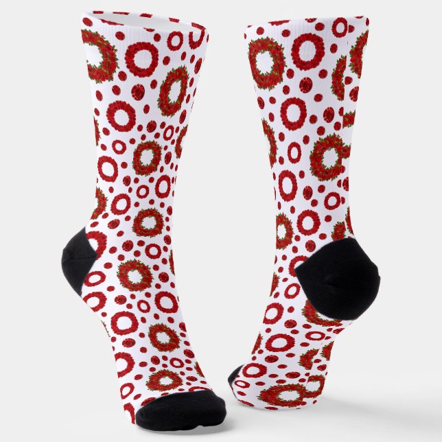 Rose Wreath Polka Pattern for Red Rose Lovers Socken (Gewinkelt)