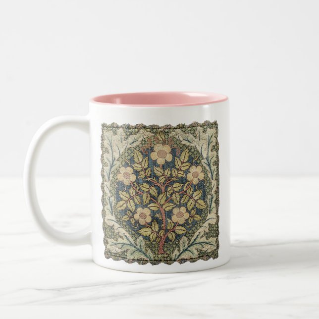 Rose Wreath von William Morris Zweifarbige Tasse (Links)