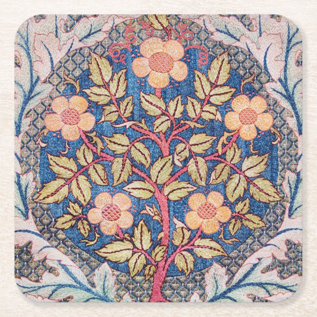 Rose Wreath, William Morris Rechteckiger Pappuntersetzer (Vorderseite)