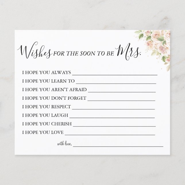 Rose wünscht, dass der Bald Flyer von Mrs. card wi (Vorne)