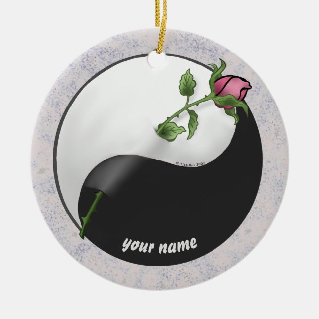 Rose Yin Yang Keramik Ornament (Vorne)