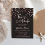 Rose "Zeit zum Feiern" Grau Einfaches Design Einladung<br><div class="desc">Diese "Time to Celebrate" Imitats Rose Gold Confetti auf dunkelgraue Party Einladung ist perfekt für eine moderne klassische Feier. Diese Einladung funktioniert gut für eine Ruhestagsfeier,  Hochzeitstag,  Verlobungsfeier,  Junggeselinnen-Abschied,  Geburtstagsparty,  Abschiedsessen oder jede andere Veranstaltung.</div>