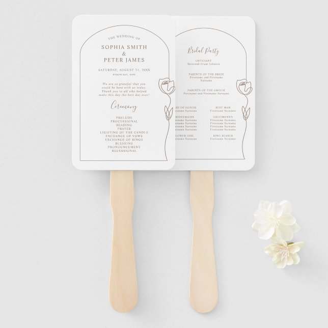 Rose-Zeremonie-Programm Hand-Fan Fächer (Vorne und Hinten)