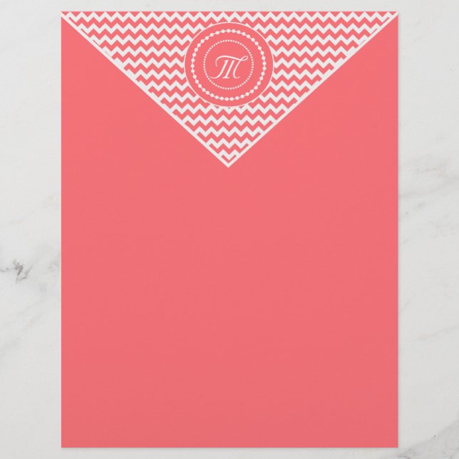 Rose Zickzack Mit Monogramm (Vorderseite)