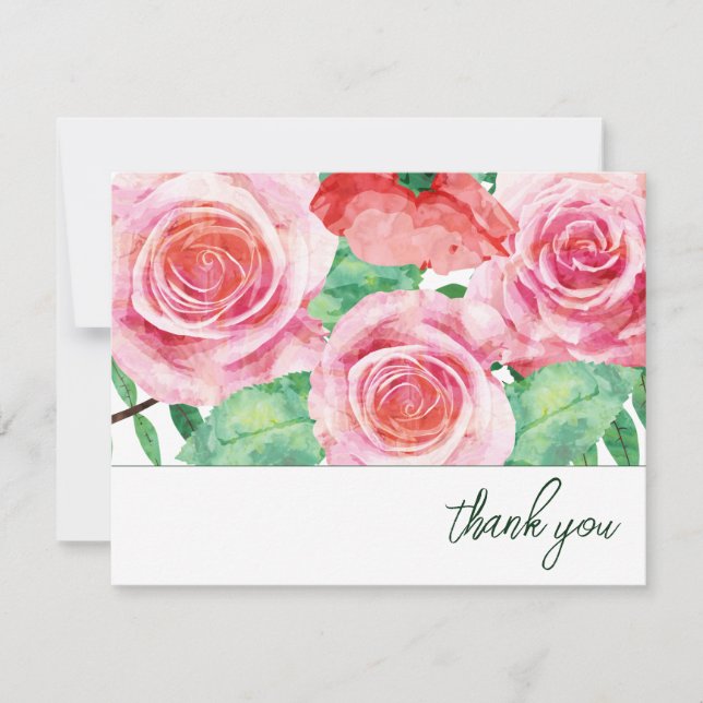 Rose zu Aquarellfarben Vielen Dank Dankeskarte (Vorderseite)