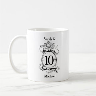 Rose zum 10. Hochzeitstag Kaffeetasse
