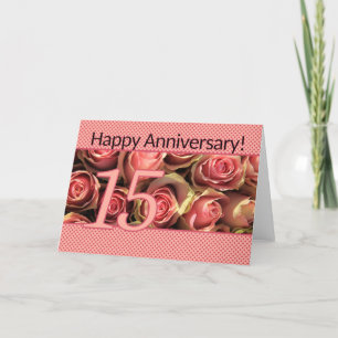 Rose zum 15. Jahrestag Karte