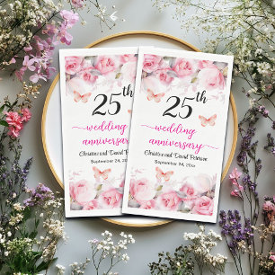Rose zum 25. Mal zum Hochzeitstag Serviette