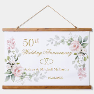Rose zum 50. Hochzeitstag hören Tapisserie Wandteppich Mit Holzrahmen