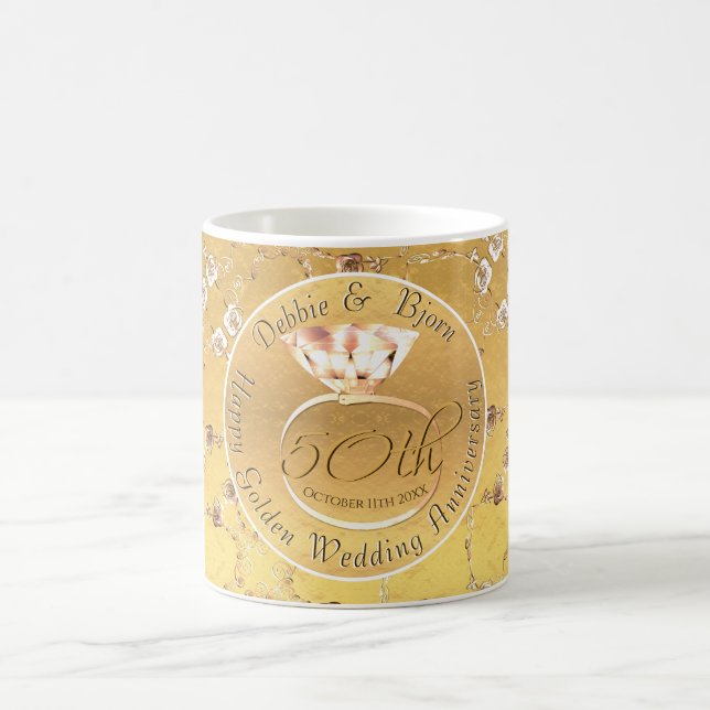 Rose zum 50. Hochzeitstag Kaffeetasse (Mittel)
