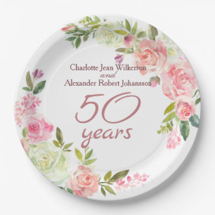 Rose zum 50. Hochzeitstag Pappteller