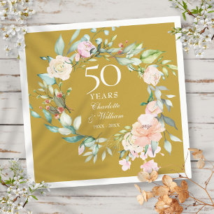 Rose zum 50. Hochzeitstag Serviette