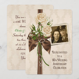 Rose zum 60. Hochzeitstag Einladung