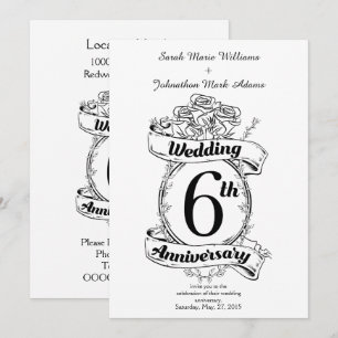 Rose zum 6. Hochzeitstag Einladung