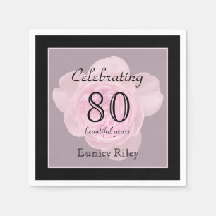 Rose zum 80. Geburtstag Serviette