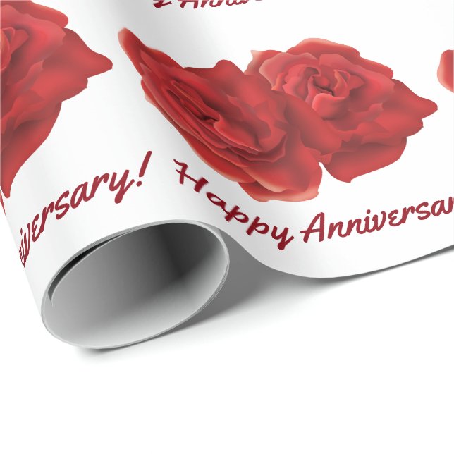 Rose zum Hochzeitstag Geschenkpapier (Rolleneckpunkt)