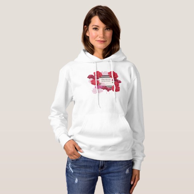 Rose zum Hochzeitstag, Streifen, Individuelle Name Hoodie (Vorne ganz)