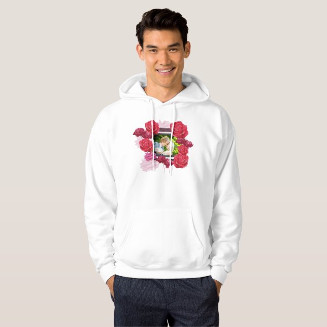 Rose zum Hochzeitstag, Streifen, kundenspezifische Hoodie (Vorne ganz)