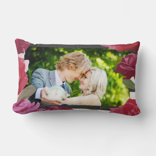 Rose zum Hochzeitstag, Streifen, kundenspezifische Lendenkissen (Vorderseite)