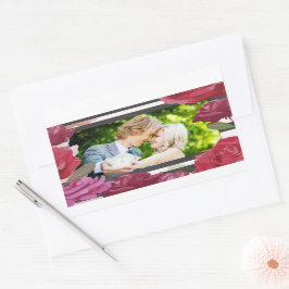 Rose zum Hochzeitstag, Streifen, kundenspezifische Rechteckiger Aufkleber