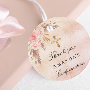 Rose zur Bestätigung Pampas Gras rot Dank Geschenkanhänger