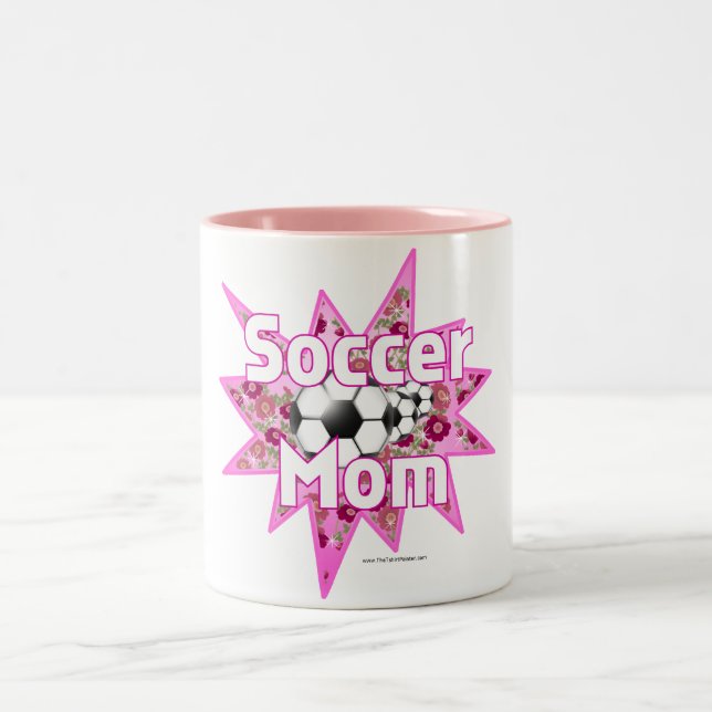 Rose zur Mama des Fußballs Zweifarbige Tasse (Mittel)