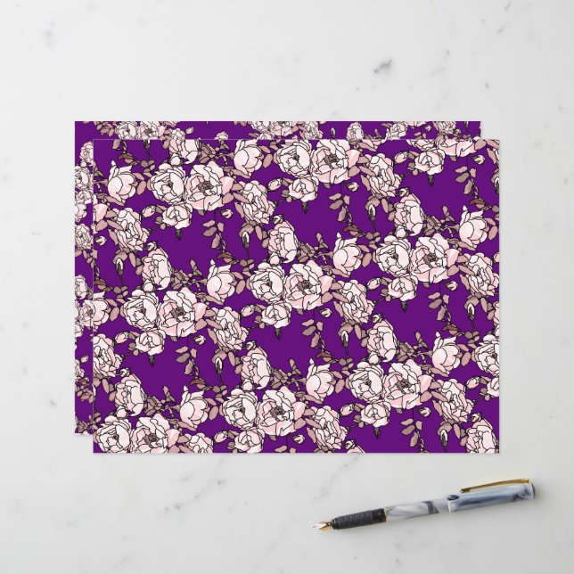 Rose Zweig rosa Lila Papier (Vorderseite/Rückseite Beispiel)