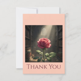 Rose zwischen Bibliothekslicht Bücherliebhaber Dankeskarte