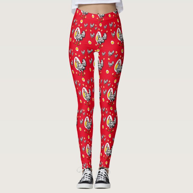 Roseanne Chicken - Funny Roseanne Rooster and Egg Leggings (Vorderseite)