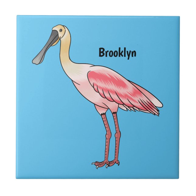 Roseate spoonbill bird cartoon illustration  fliese (Vorderseite)