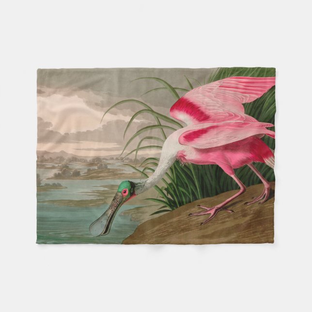 Roseate Spoonbill Birds of America Audubon Print Fleecedecke (Vorderseite (Horizontal))