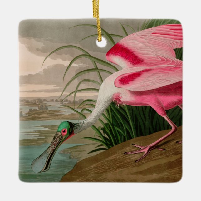 Roseate Spoonbill Birds of America Audubon Print Keramikornament (Vorderseite)