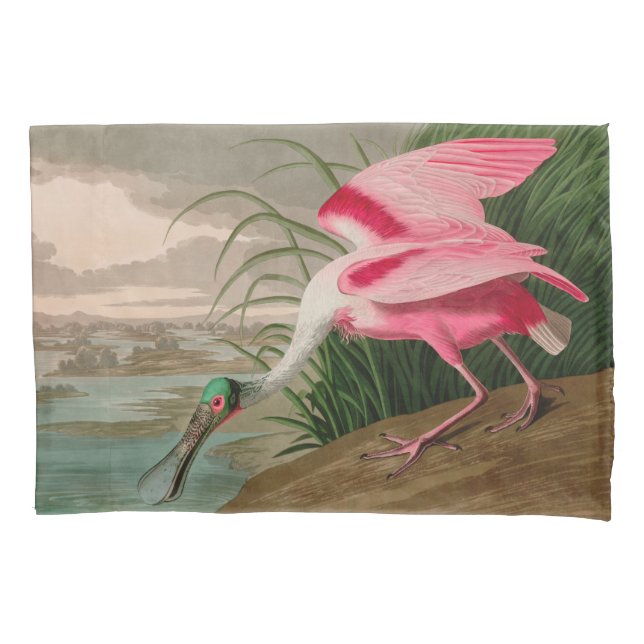 Roseate Spoonbill Birds of America Audubon Print Kissenbezug (Vorderseite)