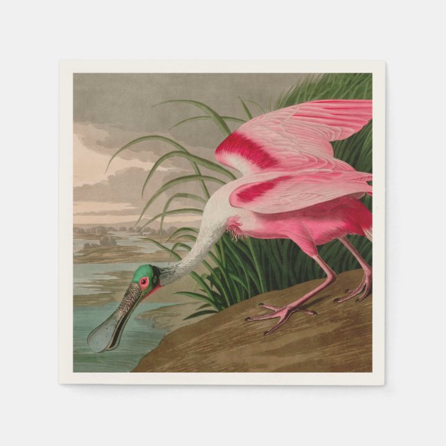 Roseate Spoonbill Birds of America Audubon Print Serviette (Vorderseite)