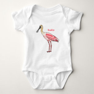 Roseate-Spoonbill-Cartoon Baby Strampler