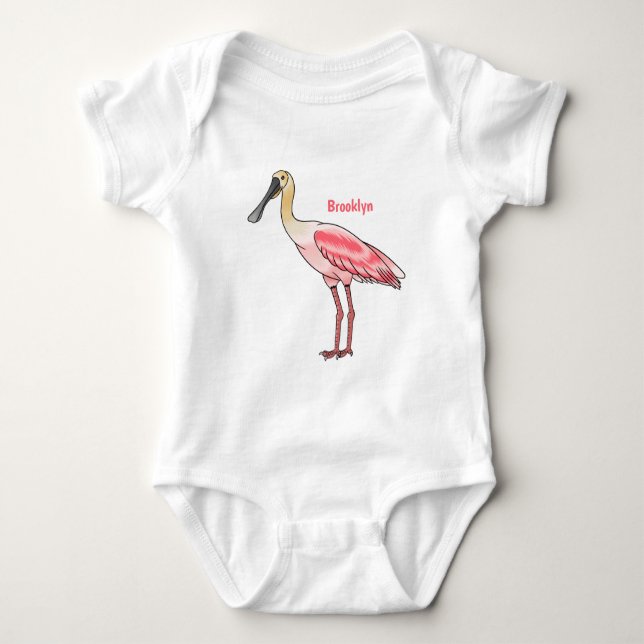 Roseate-Spoonbill-Cartoon Baby Strampler (Vorderseite)