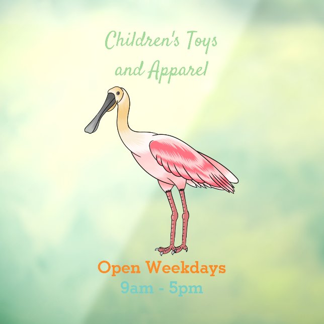 Roseate-Spoonbill-Cartoon Fensteraufkleber (Blatt 3)