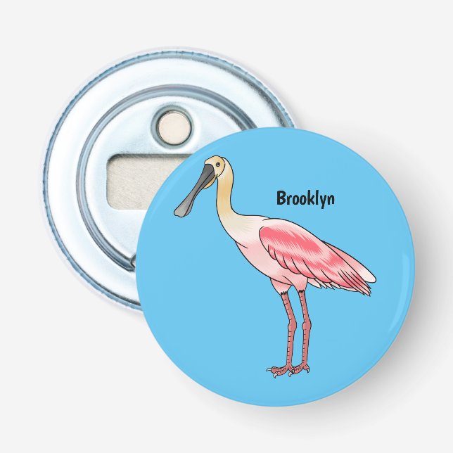 Roseate-Spoonbill-Cartoon Flaschenöffner (Vorderseite)