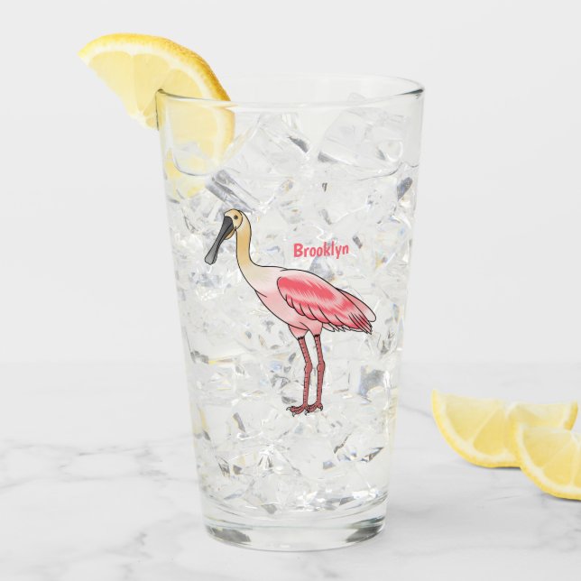 Roseate-Spoonbill-Cartoon Glas (Vorderseite Ice)