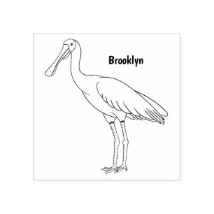 Roseate-Spoonbill-Cartoon Gummistempel