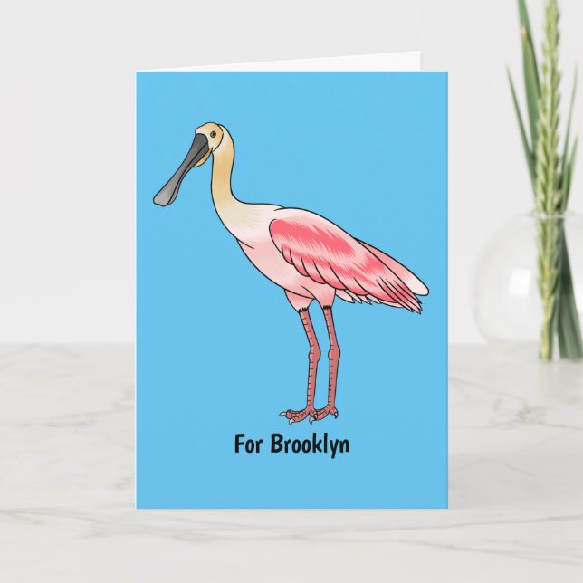 Roseate-Spoonbill-Cartoon Karte (Vorderseite)
