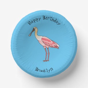 Roseate-Spoonbill-Cartoon Pappteller