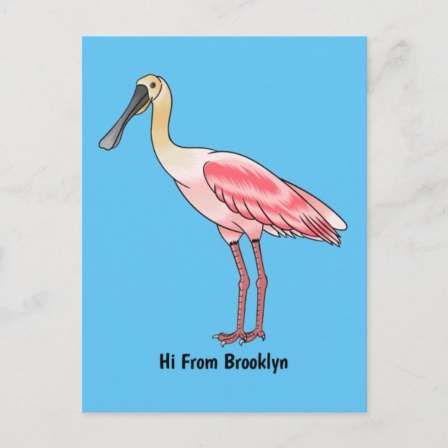 Roseate-Spoonbill-Cartoon Postkarte (Vorderseite)