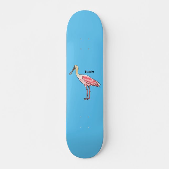 Roseate-Spoonbill-Cartoon  Skateboard (Vorne)