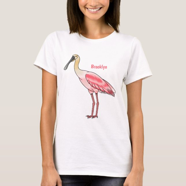 Roseate-Spoonbill-Cartoon T-Shirt (Vorderseite)