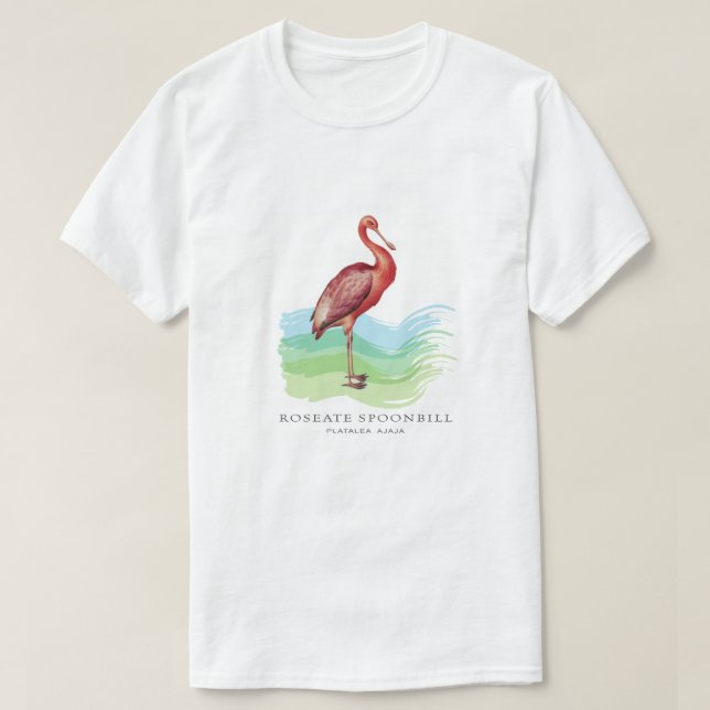 Roseate Spoonbill Vintag Bird Illustration T-Shirt (Design vorne)