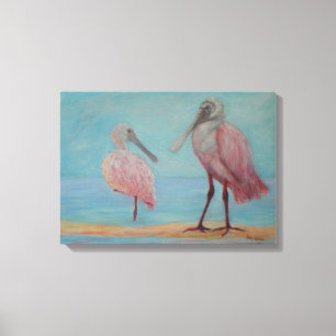 ROSEATE SPOONBILLS IN FLORIDA Canvas Print Leinwanddruck