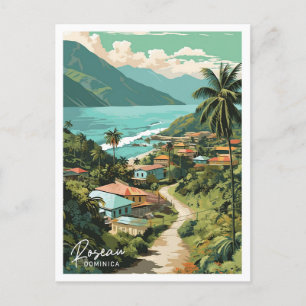Roseau Dominica Art Travel Place Illustration Postkarte