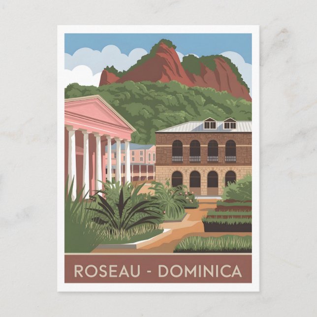 Roseau Dominica Vintag Postkarte (Vorderseite)